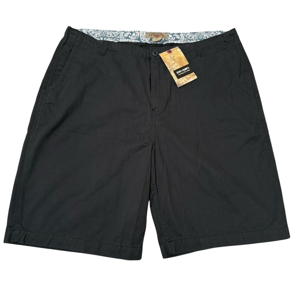 Steve & Barry's Men's Chino Shorts Black Size 42 100% Cotton 10" Inseam New